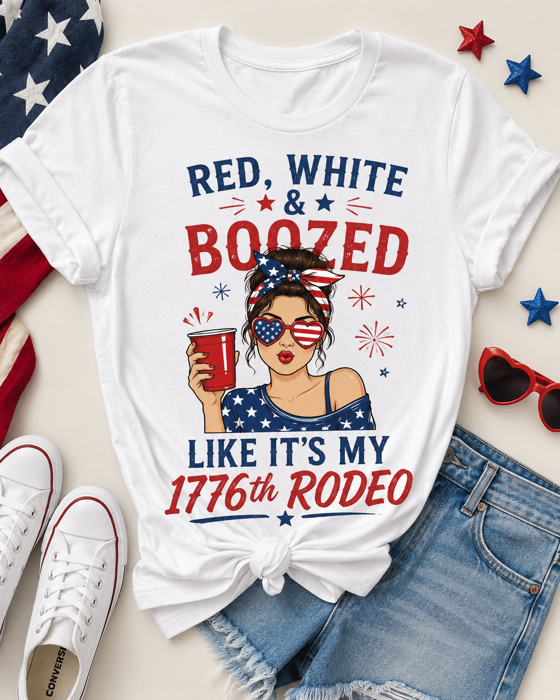 4th of July Graphic Funny Tee Short Sleeve T-shirt